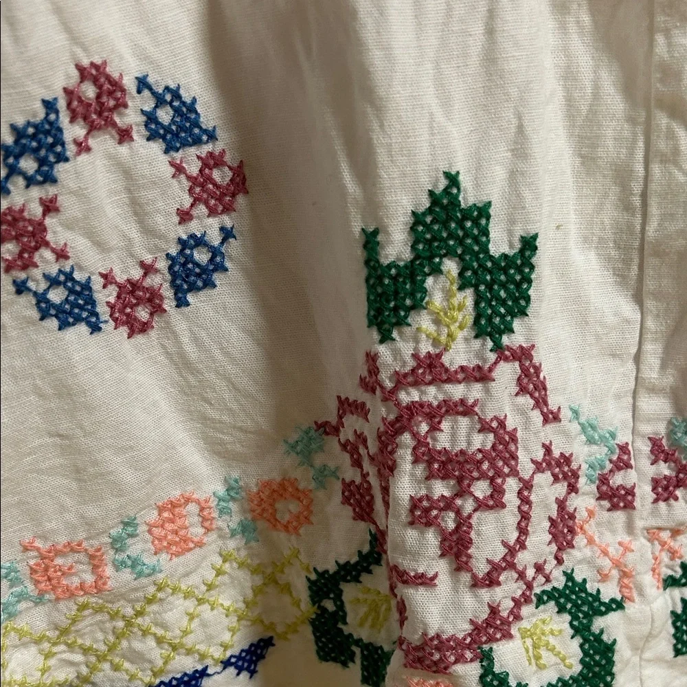 Sezane White Floral Linen Embroidered High Waist Shorts - Picture 3 of 5